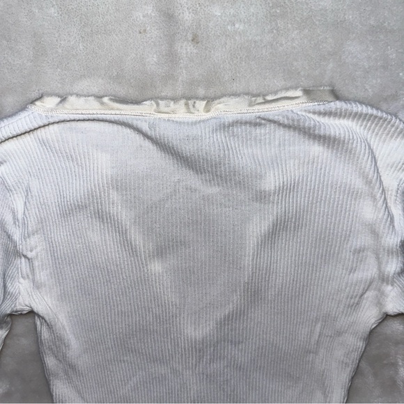 Y2K Banana Republic White V-Neck Ribbed Long Sleeve Top Size XS - Picture 7 of 8